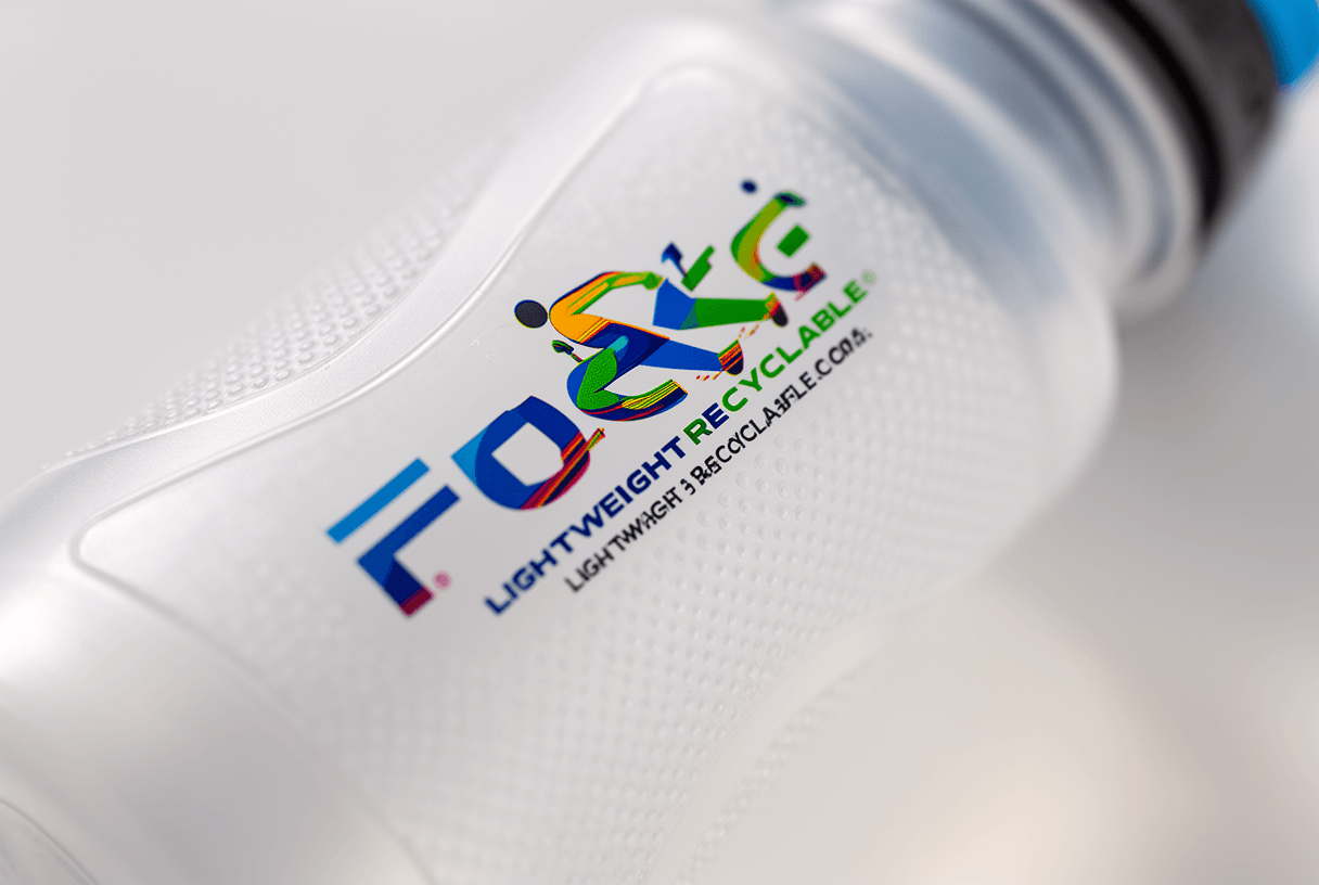 gros plan gourde running plastique personnalisée avec logo